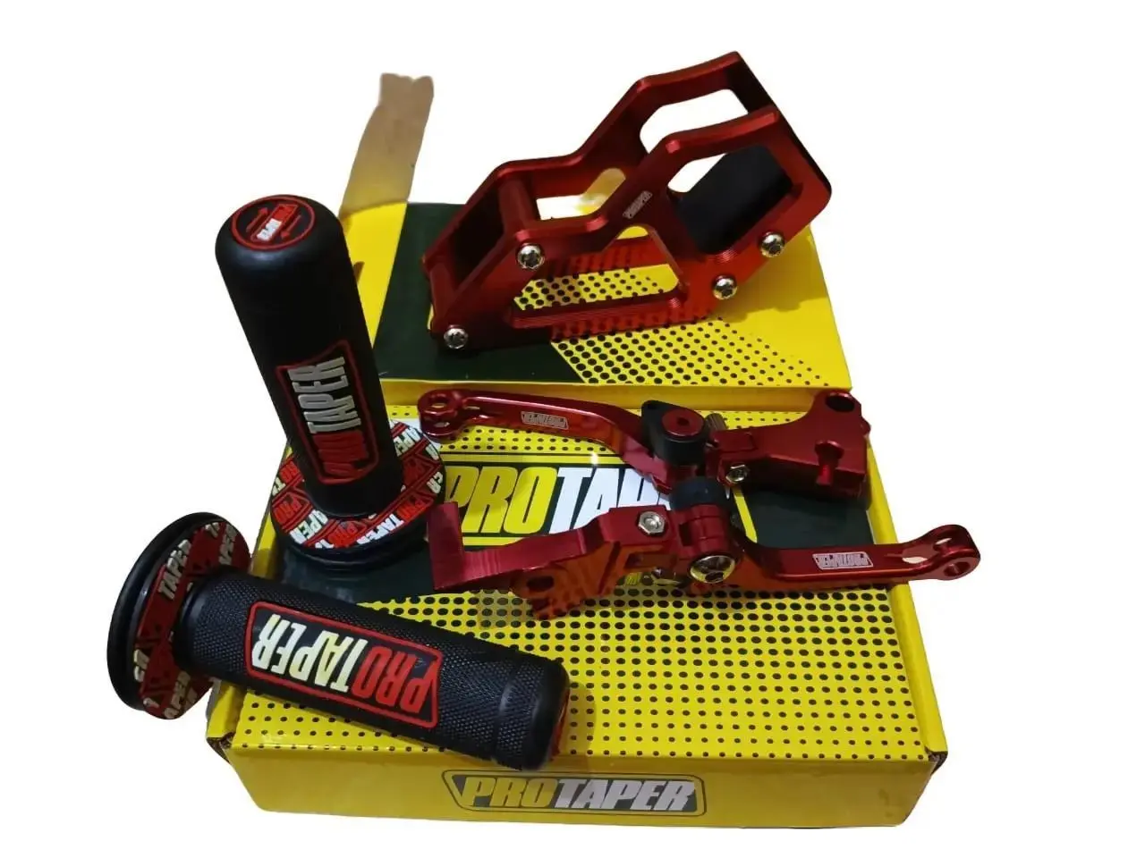 Paketan Handle Lipat Tensioner  Stelan Rantai / Stabilizer dan Handgrip Untuk Motor CRF 150L Supermoto Baham Full CNC Merek Protaper