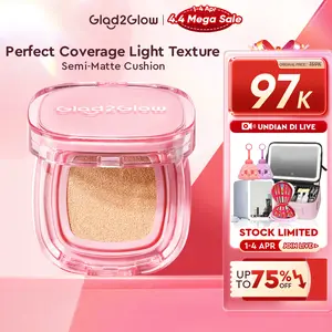 Glad2Glow Perfect cover waterproof cushion dengankandungan skincare mencegah kekusaman dan kulit keringsepanjang hari G2G fondation skin tint Concealer Foundation Wajah foundation cushion anti oksidasi dan tahan lama cushionnya glad2glow