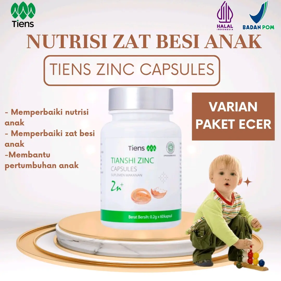 Tiens Zinc Nutrisi Zat Besi Untuk Anak Tianshi Zinc lactate Super Protein Telur Membantu Mencerdaskan Anak Dan Nutrisi anak Membantu GTM anak vitamin penambah d3 k2