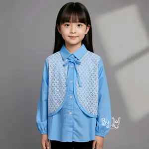 Kemeja Anak Perempuan Bahan Rayon Mix Brukat Cantik Elegan - Kemeja Renia