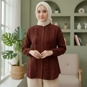 Blues GRANDE Bahan Polo Linen Baju Wanita Kekininan Viral Terbaru
