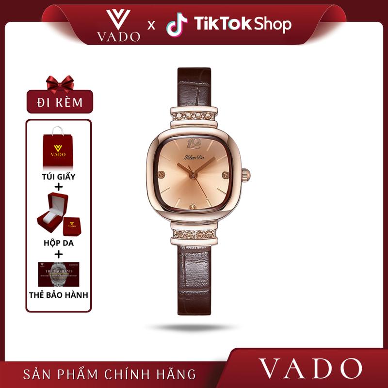 [PHỤ - DH330] - Đồng Hồ Nữ Mặt Vuông, Dây Thật, Mặt Đính Đá Sang Chảnh - DH330 Jlanda