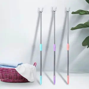 4 bagian 167cm Stainless Tongkat Pengait Jemuran Tongkat Hanger Clothesline Pole Tongkat