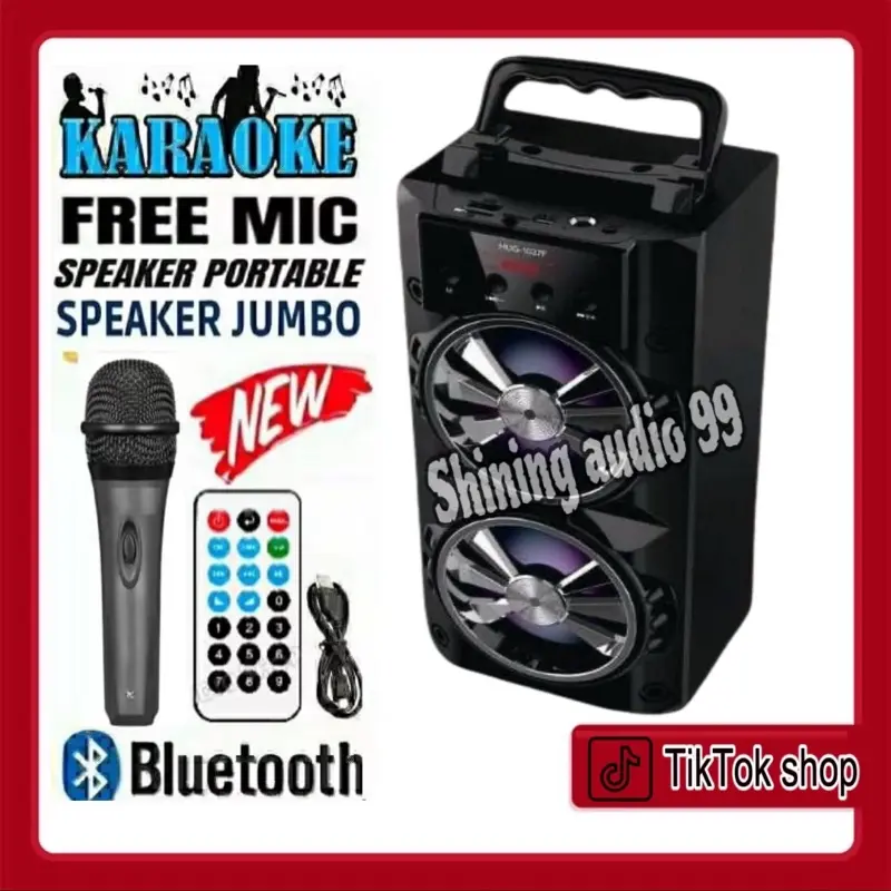 ￼Speaker Karaoke Bluetooth Portable Bonus Mic Full Bass 2x Speaker Suara Jernih/Salon Aktif Karoke Bluetooth Music model 801