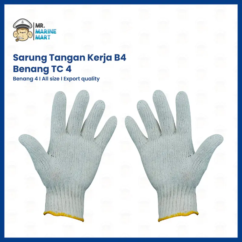 Sarung Tangan Kerja Benang 4 Sarung Tangan Tukang 4 Benang Per Lusin 0