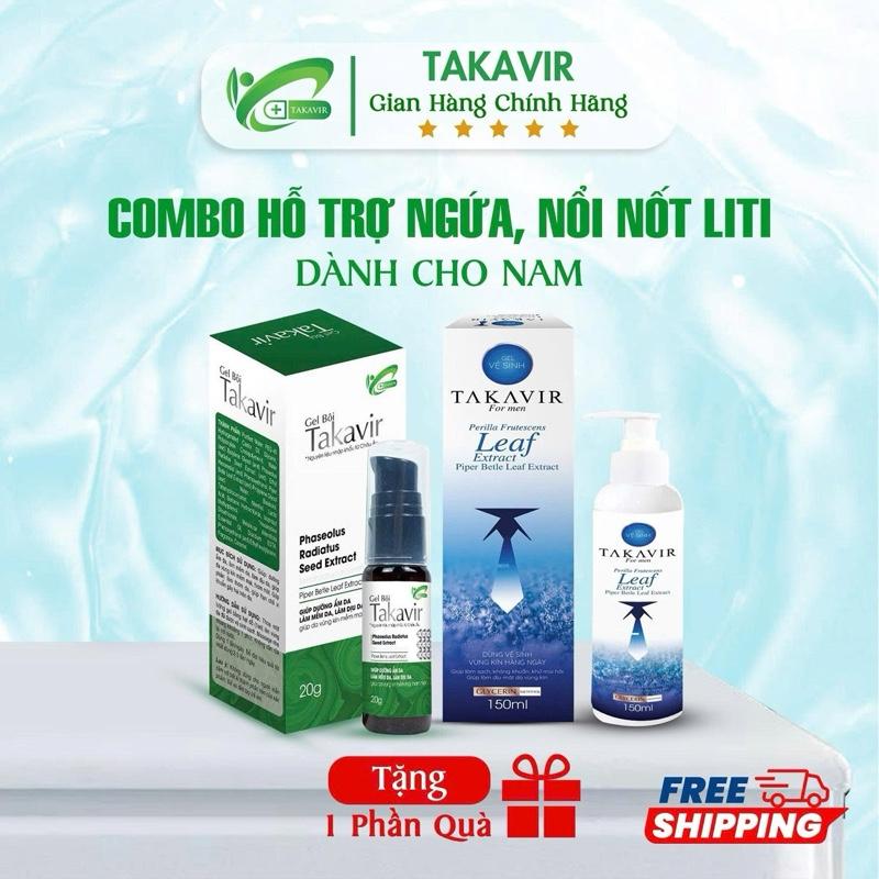 BD1. tặng kèm quà COMBO GEL BÔI TAKAVIR VÀ DUNG DỊCH VỆ SINH NAM TAKAVIR hỗ trợ các vấn đề như ngứa,nổi nốt liti,mẩn đỏ