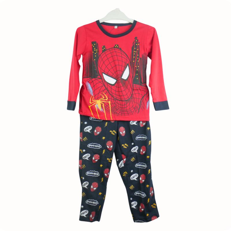 Piyama Anak Laki-laki Lengan Panjang Celana Panjang 3-12 Tahun Katun Baju Motif Fashion 1
