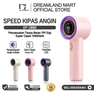 Dreamland Mart DL Kipas Angin 13000PRM High-speed 199 Gear LED Digital Display Pendinginan Cepat USB Kipas Genggam & Meja Serbaguna Panjang 12cm Pink