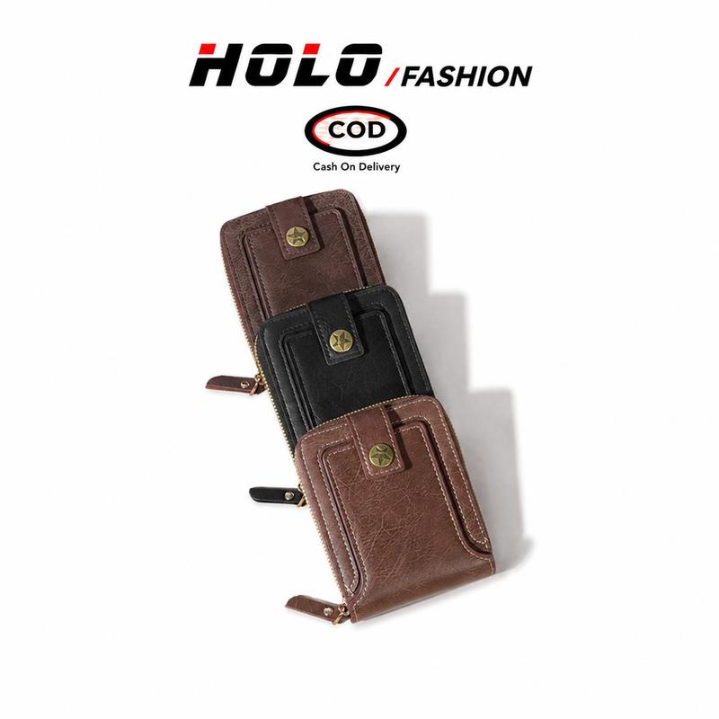 Ví da PU chính hãng có khóa kéo cho nam, chất liệu da cao cấp thanh lịch, ví da…