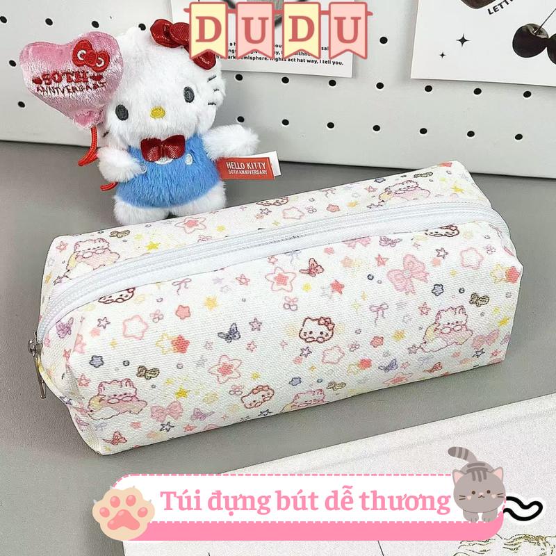 Túi Đựng Bút / Hộp Đựng Bút/ Hộp Bút / Bóp Viết INS DUDU Vải Canvas HELLO KITTY Dung Tích Lớn Dễ Thương
