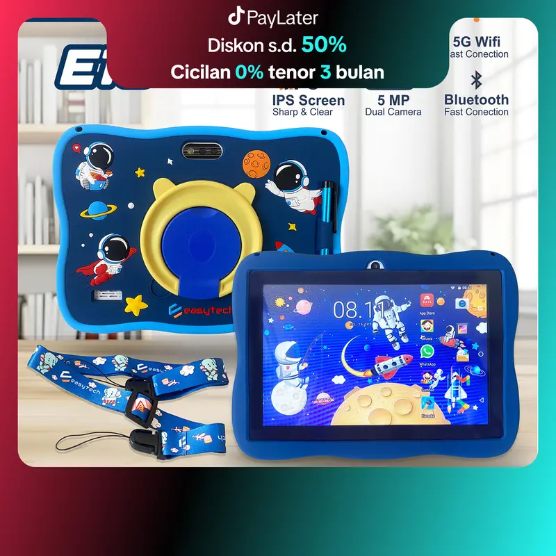 Tablet Anak Android Easytech E-18 Layar Sentuh IPS 8 Inch WiFi Only / Tablet Belajar Anak Edukasi paket  tablet q  tab 0