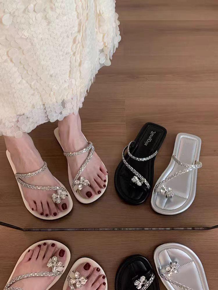 Product Introduction of Af Ready To Ship  Slip On Sandals Women's Fashion Strap Strap Small Flower Detel Comfort Foot 9