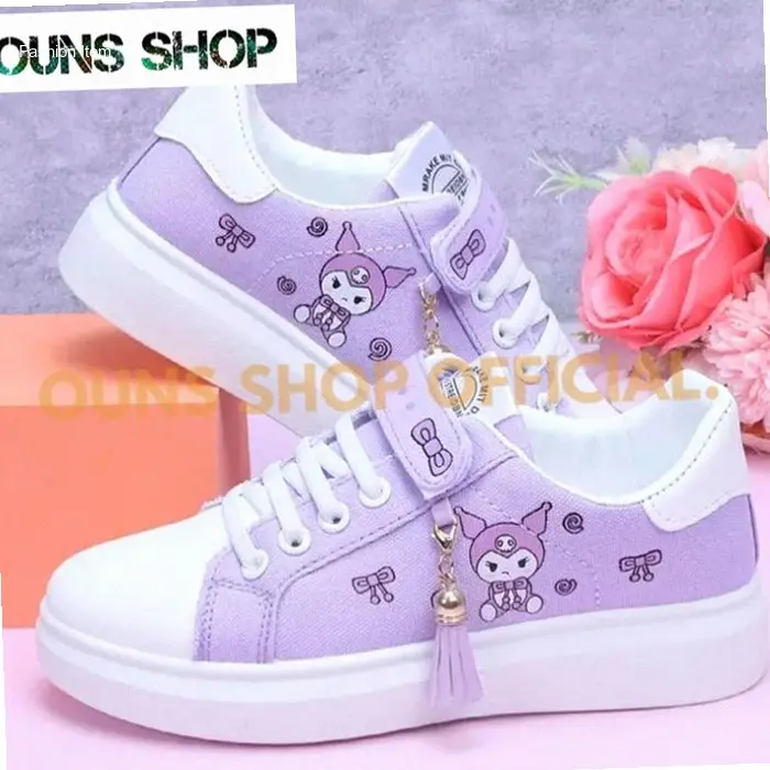 OUNS Sepatu Sneakers Anak dan Dewasa Sanrio Kuromi Sepatu Kasual Trendy Terbaru | best seller