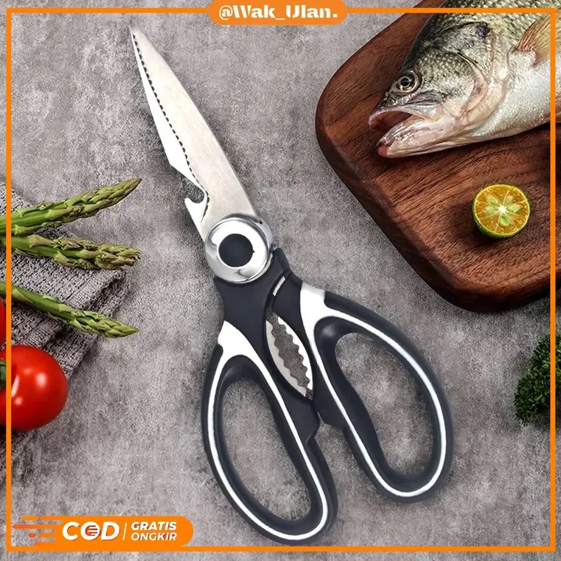 GUNTING DAPUR Serbaguna Multifungsi TAJAM PEMOTONG TULANG SAYUR DAGING IKAN BUAH KITCHEN SCISSORS PEMBUKA BOTOL 0