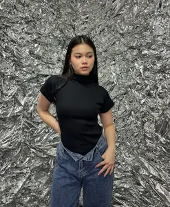 Lassmee | FIE Atasan Knit Bodysuit Turtleneck Lengan Pendek / Bodysuit Rajut Lengan Pendek
