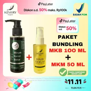 Kemiry Organic - Minyak Kemiri Penumbuh rambut rontok - Paket Bundling MKM 50 ml +MKB 100 ml Haircare Perawatan Vitamin Penebal Kering Treatment Ketombe