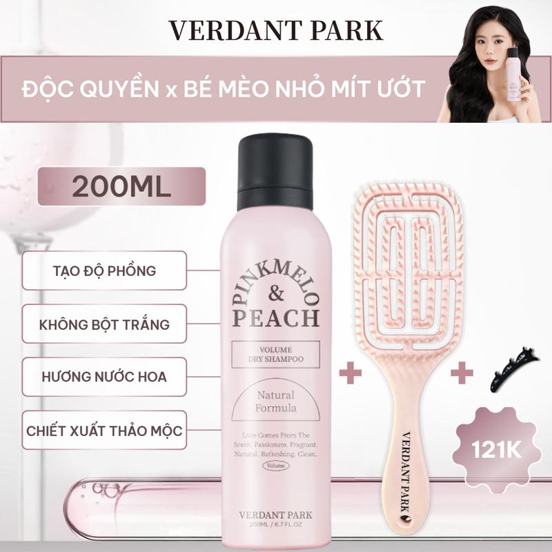 Xịt khô phồng tóc VERDANT PARK dầu gội khô kiềm dầu lâu bết mùi Đào đen hồng Black Pink Pinkmelo & Peach Volume Hair Spray Dry Shampoo Verdantpark VDPK01 Nữ Women
