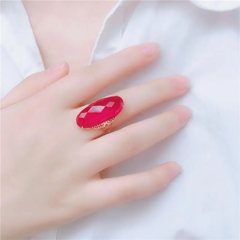 Nhẫn Hình Bầu Dục Lớn Cho Nữ, Hoa Hồng Tím, Trang Sức Đính Hôn Đám Cưới Thời Trang, Nhẫn Cổ Điển Dễ Thương Có Thể Điều Chỉnh, Trang Sức Nữ, Phụ Kiện Thời Trang Hàn Quốc, Nhẫn Cặp Đôi 1