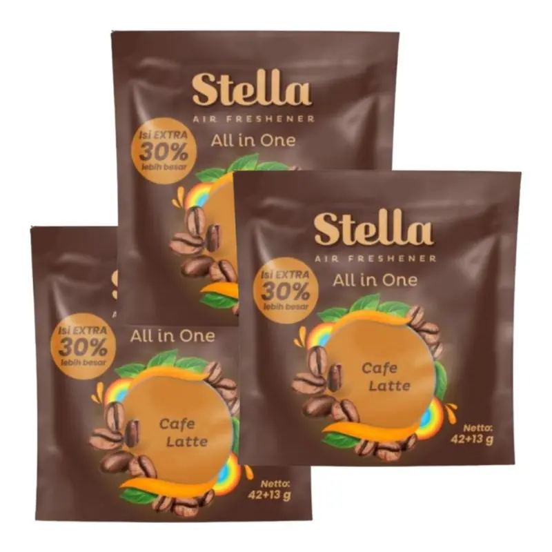 3 Pcs Stella Gantung All In One Cafe Latte - Parfum Pengharum Mobil dan Ruangan Aroma Kopi 4