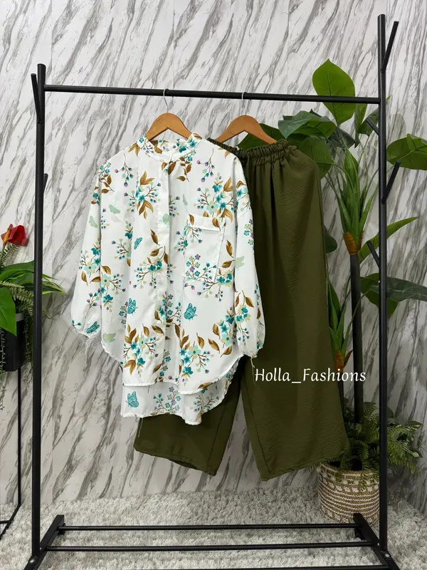 HF - Oneset Lagertha Motif Bunga Katun Crincle  Setelan Wanita 3