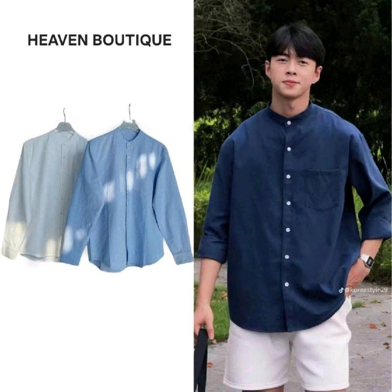   FREESHIP  Áo Sơ Mi Nam Nữ Cổ Tàu Chất Liệu Vải Oxford Dày Dặn Phong Cách  Hàn Quốc Brand HB Form Rộng 3 Màu Menswear Nhung 