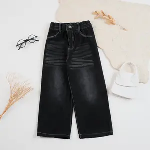 RL KIDS - Celana Skena Jeans Anak Perempuan Wisker Retro Black Unisex Usia 5-13 Tahun Kekinian