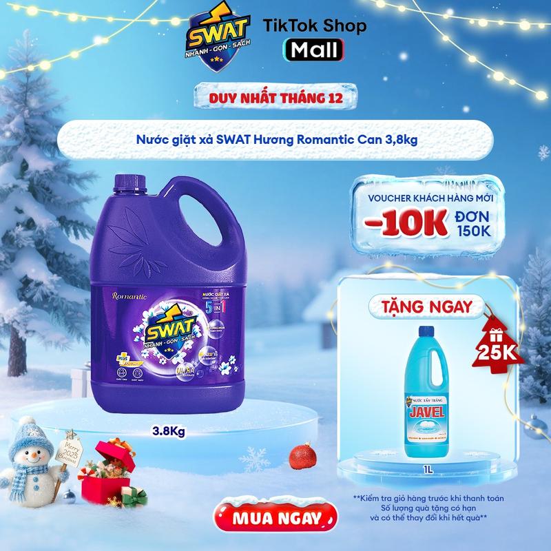  Nước giặt xả SWAT Hương Romantic Can 3,8kg 