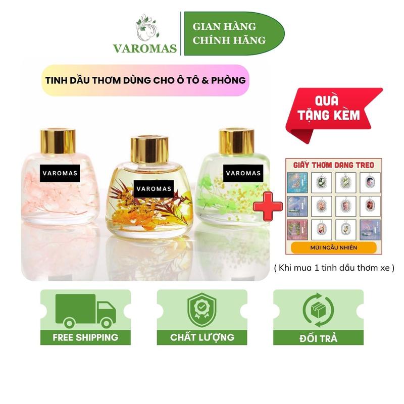 [ TẶNG GIẤY THƠM TREO XE ] Tinh Dầu Thơm Xe Hơi & Phòng VAROMAS Kèm Miếng Dán Cố Định Trang Trí Hoa Khô Khử Mùi Hôi Ô Tô Không Gian Phòng Dung Tích 100ML KT10 KT49