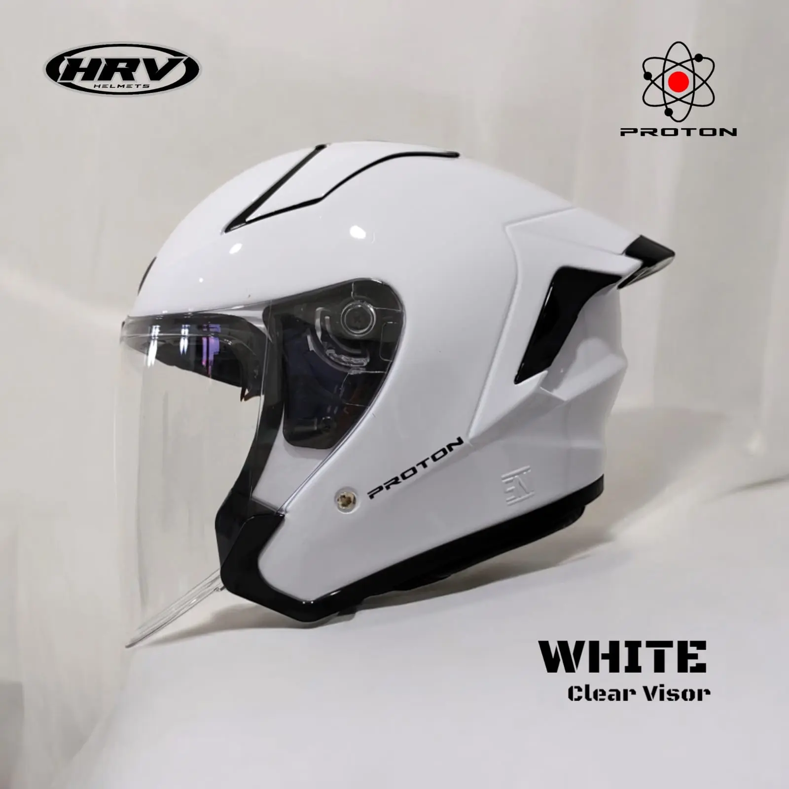 Helm HRV PROTON Half Face SNI Spoiler Aerodinamis dengan visor clear/smoke