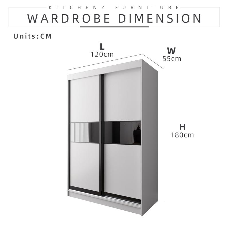 Product Introduction of [FREE Shipping & FREE Installation] KitchenZ 4x6Ft Sliding Anti Jump Wardrobe Storage Cabinet White Drawer Furniture 6