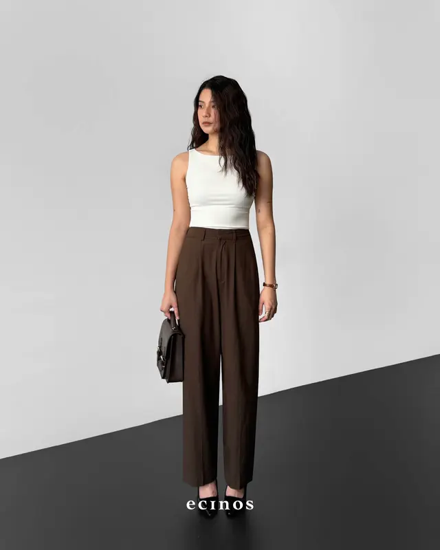 ECINOS - Agape Linen Trousers 2.0 | Celana Wanita | Celana Panjang Highwaist 2