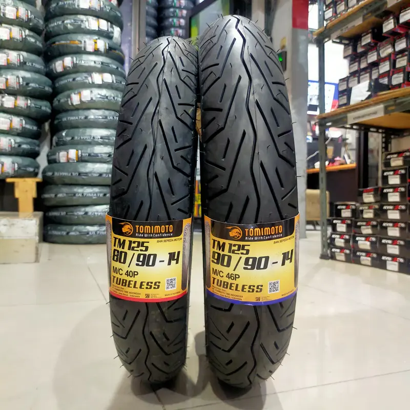 Ban Motor Tomimoto 80/90-14 90/90-14 Tubeless Ring 14 Donat Gratis Pentil TM100 TM125 TM225 TM300 TM325 2