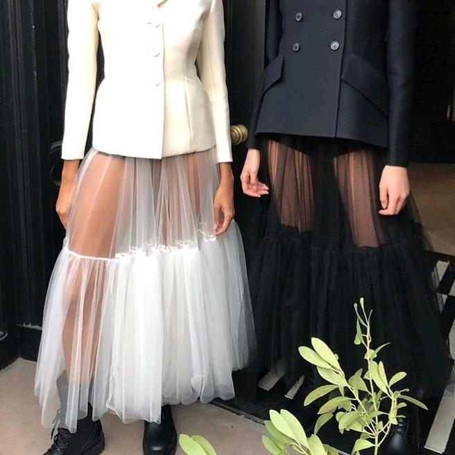 Rok tutu ruffle rok tile hitam ruffle rok putih tutu  Wanita Panjang Casual Dewasa wanita Muslim Hitam Maxi Kerja Scuba 3