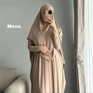 Inara Gamis Abaya Polos Set Hijab Wanita Dewasa Jumbo Bahan Jersey Premium Tebal