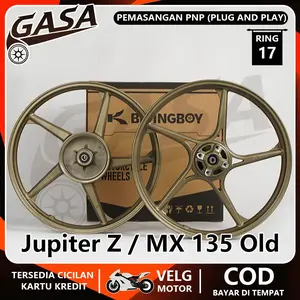 VELG BIKINGBOY PALANG 5 SP RING 17 Untuk Jupiter Z New/Z1/Burhan/Robot, MX 135 Old, Vega R/Rr/Zr New (Tromol Besar), LC135 Velg Racing Ukuran Set d/b 160*17 PNP TANPA MODIF Warna Titanium
