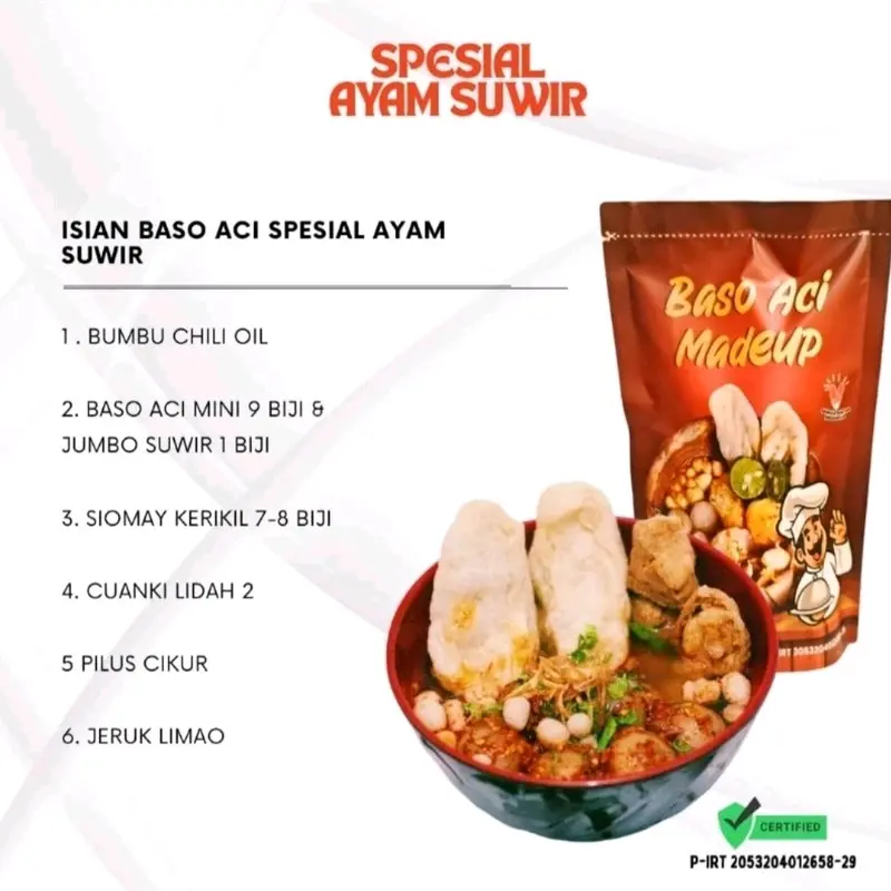 paket 7 pack baso aci ayam suwir baso aci chili oil baso aci instan siap saji baso aci madep Food Makanan Seblak Tahu Pedas Kuah Bawang Sambal 1