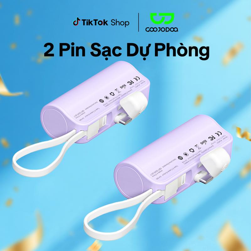 [GOOJODOQ*  Type-C+ Lightning] 2 Pin Sạc Dự Phòng Mini 4000MAh. Pin Hiệu Suất Cao, Cầm Tay Và Kích Thước Bỏ Túi Dự Phòng