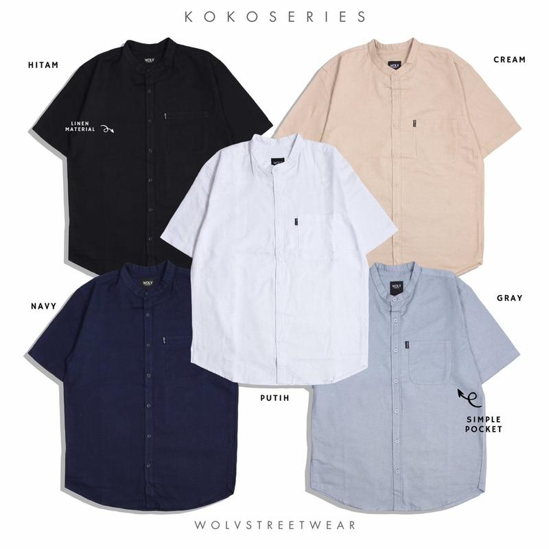 BAJU KOKO LINEN TANGAN PENDEK PREMIUM DEWASA Muslim Pria Nyaman 0
