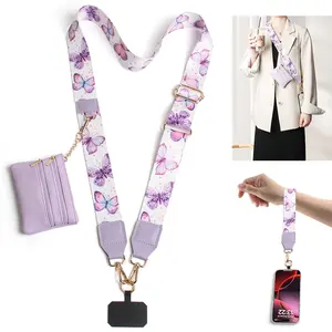 Tali Gantungan Crossbody untuk Ponsel Tali Pergelangan Tangan yang Dapat Disesuaikan dengan Dompet Slempang Clip and Go