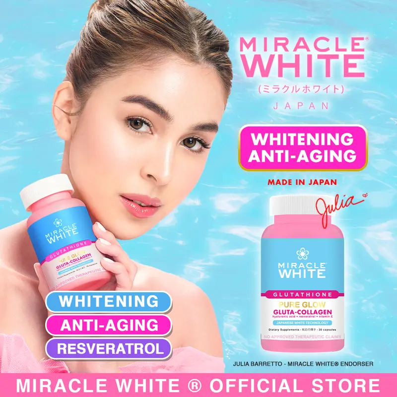 MIRACLE WHITE Japanese Glutathione Sakura Capsules 500mg Gluta -700mcg  Sakura Whitening -Most Effective- Best Glutathione Doctor Recommended  Whitening Supplement- Collagen - IV Drip Alternative