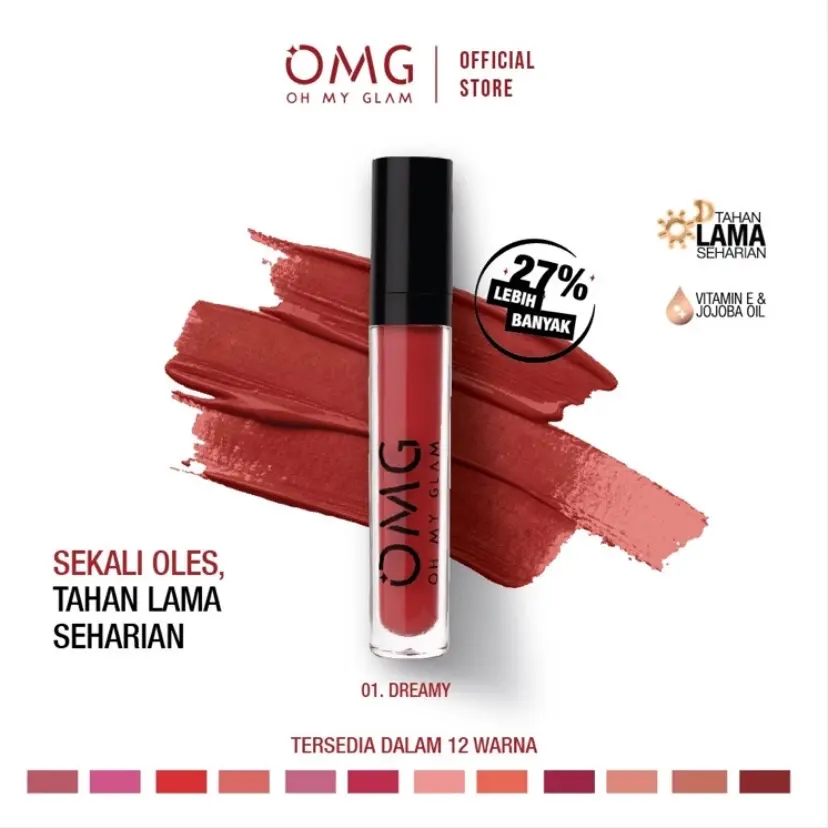 ￼OMG OH MY GLAM Matte Kiss Lip Cream 3,5g / Lipcream OMG Bpom