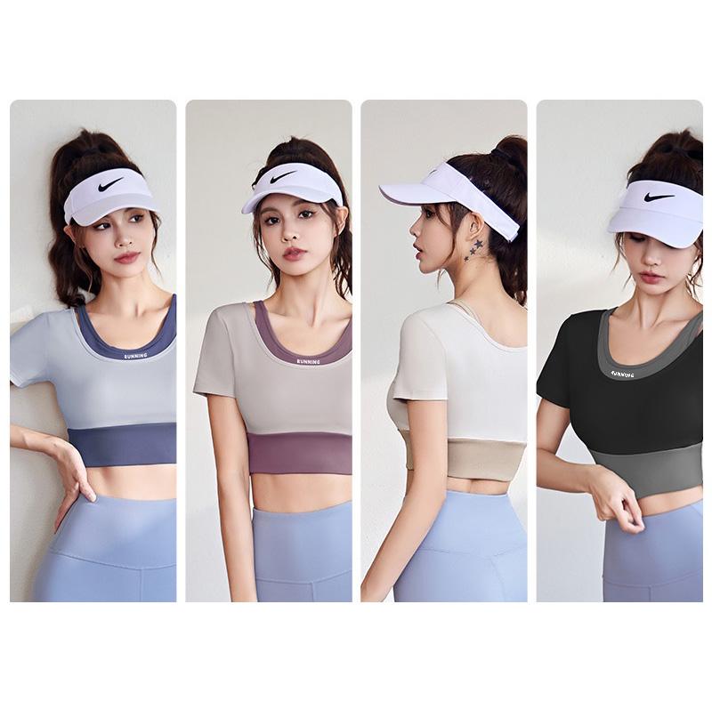 Bộ Đồ Tập Yoga Giả Hai Mảnh Tay Ngắn Phong Cách Mới Nhanh Khô Pilate Chuyên Nghiệp Nữ 4