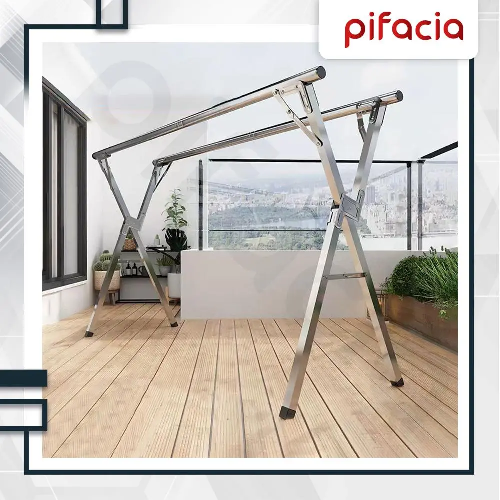 PIFACIA Jemuran Baju Lipat Stainless Steel Portable Kuat Kokoh Tahan Lama Anti Karat Indoor Outdoor