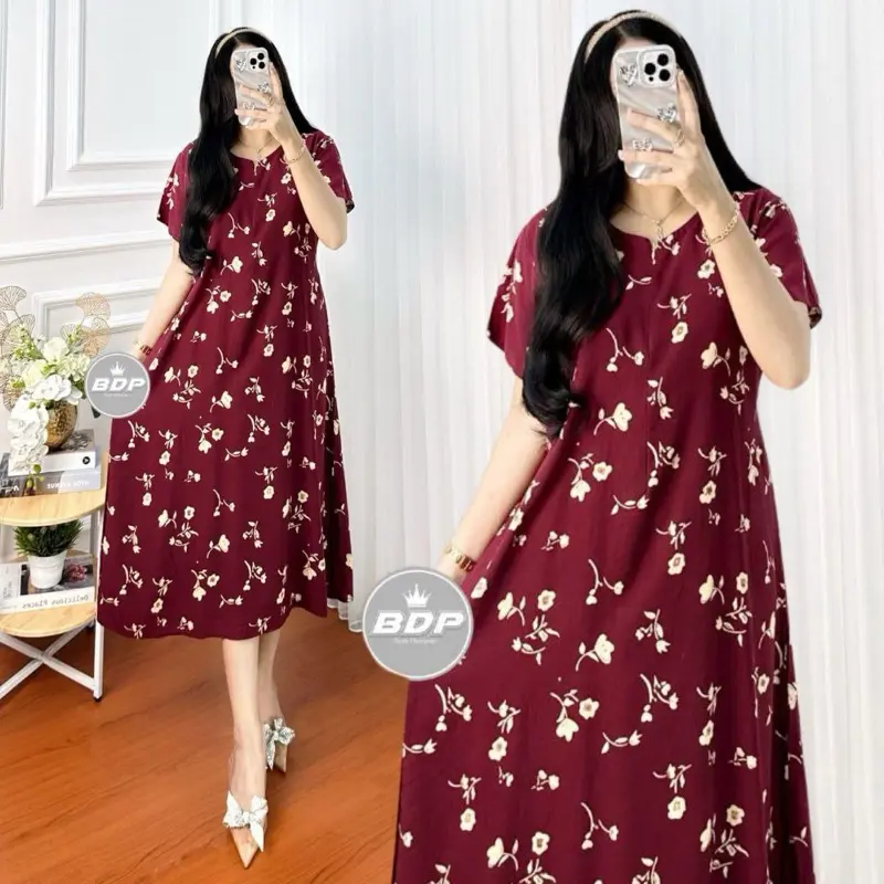 Daster Wanita Rayon Harian Santai Motif Melati Busui Bumil Resleting Depan Ld 110 Dress Wanita Pendek Bali Rayon Adem Motif Kekinian Terlaris Terbaru By BajumuStore 1