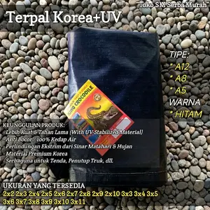 terpal Korea tipe a12, a8, a5 hitam ukuran 2x2 2x3 2x4 2x5 2x6 2x7 2x8 2x9 2x10 3x3 3x4 3x5 3x6 3x7 3x8 3x9 3x10 3x11 lengkap berkualitas