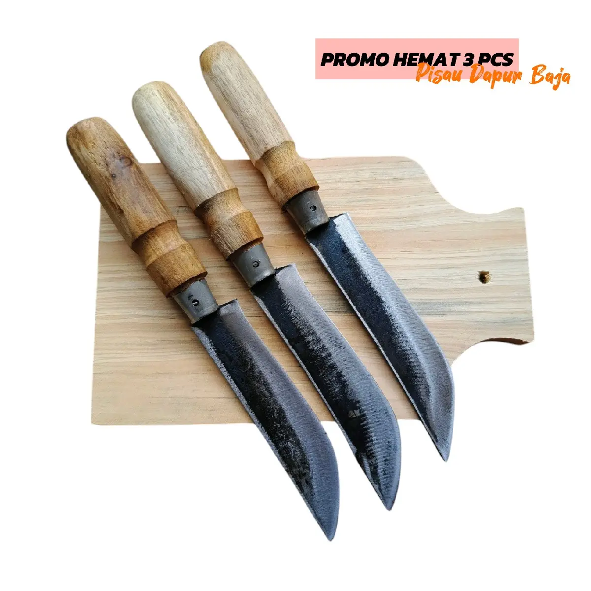Paket 3 Pcs Pisau Dapur Bahan Baja Per Kitchenware Potong Daging - Knife