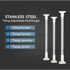 Tiang 90CM-160CM/ Gantungan Stainless Steel flexibel/Tiang Jemuran Tanpa Bor/kolong dapur/gorden