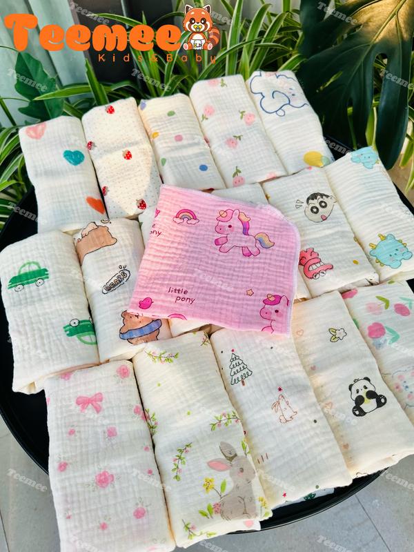 MUA 10 TẶNG 1 Combo 5-10-20-30 Khăn Sữa Vuông Xô Muslin Organic 2 Lớp Cotton Mềm Mại Thân Thiện Kích Thước 27x27cm Tiện Lợi An Toàn Cho Bé Chất Liệu An Toàn Sợi Tre Organic