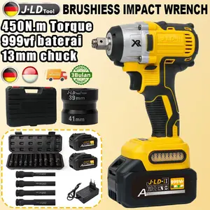 JLD II Impact baterai Brushless 450NM Mesin bor Impact Wrench bisa bolak balik cordless 999VF Impact baterai torsi besar Bor Impact CVT