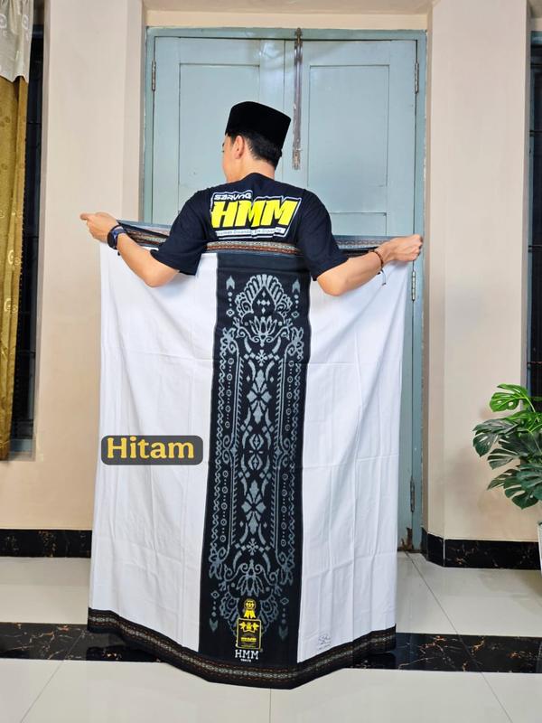 SARUNG HMM POLOS PUTIH MOTIF PINTU ACEH SARUNG SANTRI DEWASA  BISA COD nyaman muslim  corak Hitam Katun Pria 0